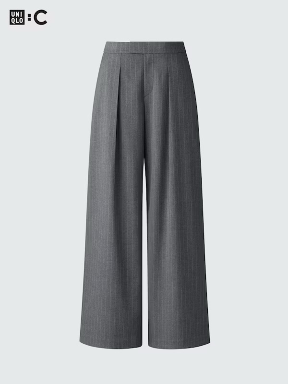 Uniqlo C Grey Wide Leg Pleated Trouser